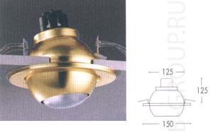 Светильник встраиваемый поворотный арматура золото под лампу 1х R63 60 W