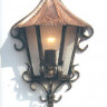 Настенные светильники для дачи, цвет арматуры - патина медь, цвет стекла - античный, под лампу 1xE27 60W.