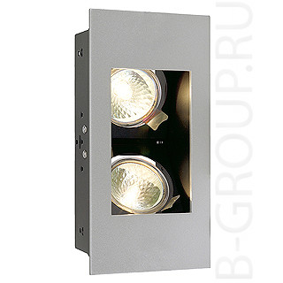Потолочные светильникиINDI REC 2S светильник встраиваемый для 2-х ламп MR16 по 35Вт макс., серебристый / черный