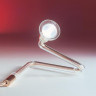 Настольная лампа под галогенную лампу 1хGU4 20W. Размеры: L. cm 19 P. cm 14 H. cm 16. Цвет арматуры - никель,стекло - прозрачное