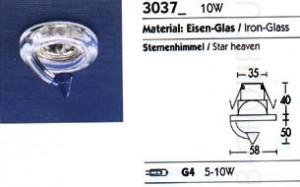 Светильник потолочный встроенный арматура стекло цвет прозрачный синий под лампу 1QT9 G4 5 10W