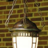 Подвесной уличный светильник цвет арматуры патина цвет стекла опал под лампу 1xE27 100W. Размеры: 450х320.