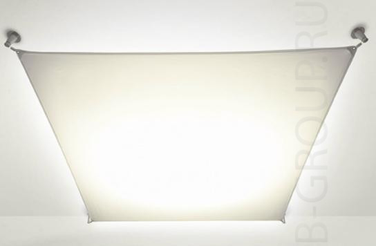 Светильники потолочные текстильные под лампы 2хG13 18W. Цвет арматуры - хром, текстиль - белый или кремовый. Размеры - 105х60см.