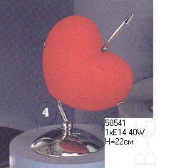 Светодиодный светильник &quot;Сердце&quot;, арматура хром, плафон красный, под лампу 1хЕ14 40W.