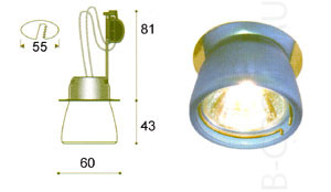 Светильник встроенный хром стекло синее под лампу 1xQR CBC51 GU5 3 50W
