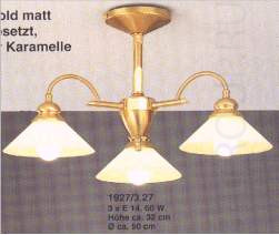 Потолочная люстра матовое золото под лампу 3хЕ14 max 60 W.