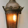 Настенный уличный светильник цвет арматуры патина стекло Antika под лампу 1xE27 75W. H - 550, ширина - 360, расстояние от стены - 180