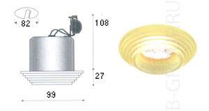 Светильник встроенный стекло желтое под лампу 1xQR CBC51 GU5 3 50W