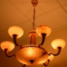 Светильник подвесной цвет арматуры позолота цвет плафона матированный под лампу 6xD45 E27 60W