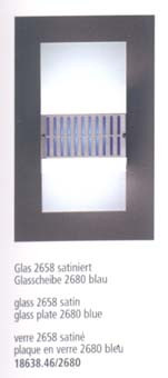 Светильник настенный цвет арматуры матовый хром стекло матовое вставка синяя под лампу 1xTC D 18W