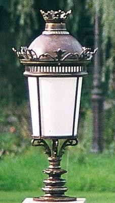 Светильник уличный цвет арматуры патина стекло опал под лампу 1xE27 100W. H - 1045