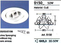 Светильник потолочный круглый встроенный арматура белая под лампу 1xQR CBC51 GU5 3 50W