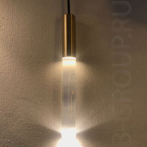 подвесной светильник GLASSBURG  STICK BRASS/BLACK CORD/CLEAR STICK