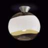 Потолочный светильник шар из выдувного стекла под лампу 1хЕ27 150 Watt. Стекло - прозрачное или янтарное с белой полосой в центре. Размеры: 38х37см.
