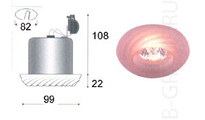 Светильник встроенный стекло розовое под лампу 1xHRGI 51 GU5 3 50W