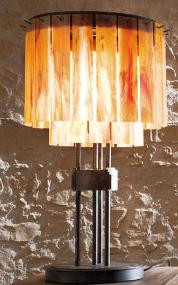 Настольная лампа цвет арматуры патина цвет стекла оранжевый под лампу 1хЕ27 100W. Высота - 670, ширина - 370