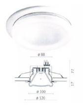 Светильник встраиваемый плафон прозрачного стекла под лампу 1х QT12 50W IP44