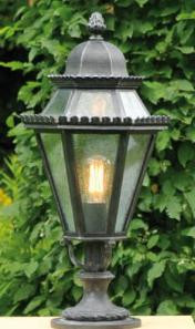 Уличный светильник цвет арматуры натуральное железо стекло Antika под лампу 1xE27 75W. H - 760,ширина - 305