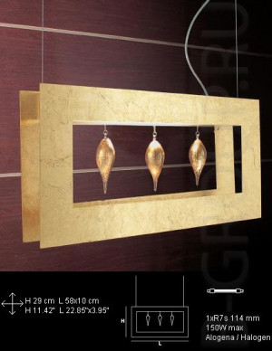 Подвесной светильник. Цвет арматуры - золотая или серебряная фольга