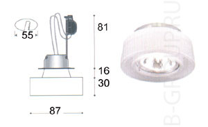 Светильник встраиваемый цвет стекла белое матовое под лампу 1xGU5 3 50W IP43