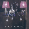 Бра фиолетового цвета, цвет арматуры - хром, хрусталь - Swarovski, под лампу 2xE14 40W.