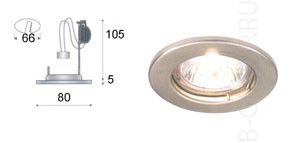 Светильник встроенный арматура цвет матовый хром под лампу 1xGU10 50W