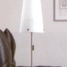 Лампа настольная арматура нерж сталь черный графит плафон опалового стекла под лампу 1хQT32 100W