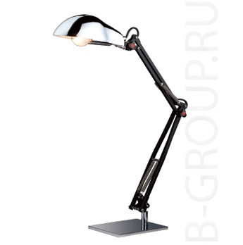 Настольный светильник для чтения с регулируемым плафоном цвет арматуры: хромированный черный, используется лампа 1xE14 - 40W Высота: 50см, Ширина: 30 см, Ширина базы: 12 см.
