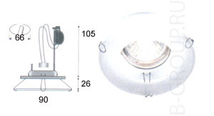 Светильник встраиваемый арматура белая плафон розовое стекло под лампу 1x QR CB51 50W