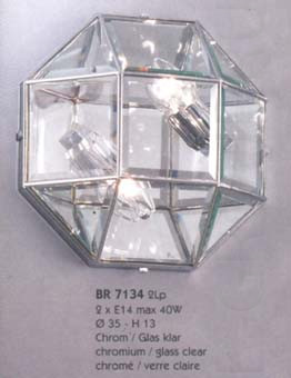 Светильник настенно потолочный хром стекло прозр граненное под лампу 2 xA60 E27 60W