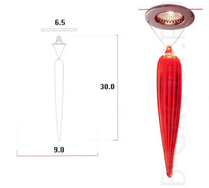 Светильник встраиваемый ARI P L 30 см цвет арматуры хром стекло красное под лампу 1xGU5 3 35W