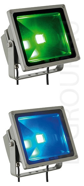 Уличные светодиодные прожекторы SLV by MARBEL, цвет арматуры серебристый, цвет прожектора зелёный, синий, красный, фиолетовый, класс защиты IP65
