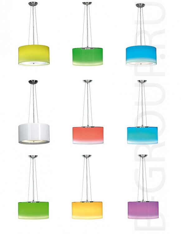Светильник подвесной цвет опеременный (17 программ) на светодиодах 30 x 3in1 RGB SMD LED и под лампу 1x2GX13 40W. Арматурв - серый металлик, стекло - белое
