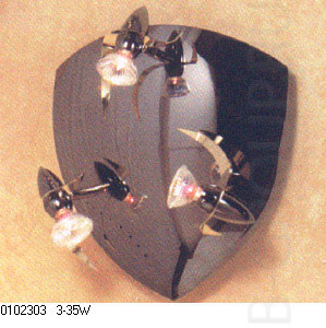 Настенно-потолочный светильник цвет арматуры черный хром латунь под лампу 3xGY5 3 35W