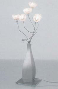 Cветильник декоративный на стол цвет арматуры матовый алюминий стекло белое под лампу 5хG4 10W