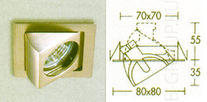 Светильник встраиваемый поворотный цвет арматуры матовый хром под лампу 1x QR CB51 50W
