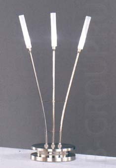 Настольная лампа арматура никель матовый плафон цвет белый сатинированный под лампу 3хG4 20W