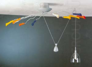 Светильники потолочные, арматуры титан матовый плафоны цветные под лампу 10хG4 10W 1х35W