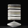 Настольный светильник под лампу 1хЕ27 100W. Глянцевая белая керамика, декорированная вручную. Абажур - шелковый полосатый. H - 74см, L - 45см.