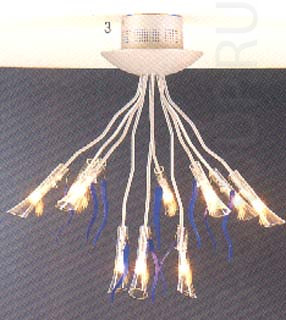 Светильники потолочные, титан стекло белое синее под лампу 10хG4 10W