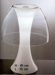 Настольная лампа De Majo. Цвет стекла белый прозрачный под лампу 1хЕ27 100W.