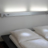 Прикроватные светодиодные светильники в спальню под люминесцентную лампу 2х21W + на светодиодах Power LED 3 Watt. Материал - алюминий. Цвет светодиодов: белый и теплый белый.