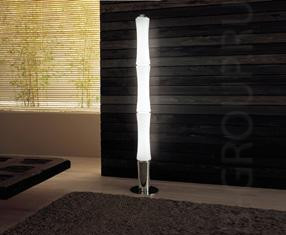 Светильник напольный из стекла мурано под лампы 2xG13 58W. Цвет арматуры - хром, ширма - белая. Размеры: D основания 30 см; высота -190 см.