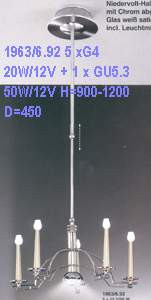 Люстра на регулируемом подвесе цвет арматуры хром под лампу 5хG4 20 W