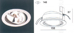 Встроенный галогеновый светильник поворотный цвет арматуры серебро под лампу 1хG53 QR111LP 100W