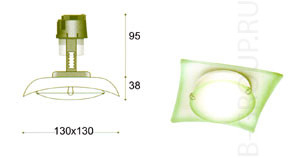 Встраиваемые светильники с лампами накаливания, стекло зеленое под лампу 1хЕ14 R50 40W