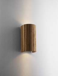 Настенный светильник из дерева под лампы 2xGU10 35W (11W), высота - 17.5 (20) см, длина - 9см, отступ от стены - 8см. Дерево - зебрано или грецкий орех