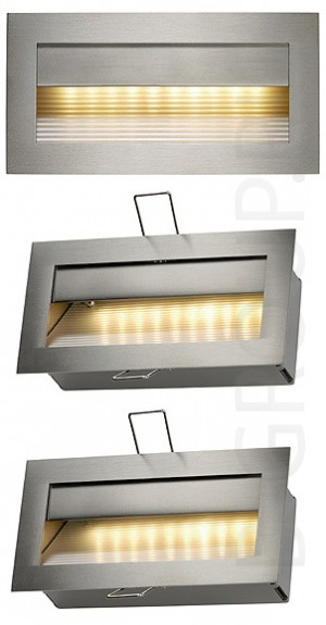 Встраиваемые в стену светильники для подсветки ступенек, лестниц и т.д. SLVDOWNUNDER RCL 101 светильник встраиваемый с10-ю белыми светодиодами, сталь