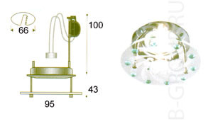 Светильник встроенный хром стекло прозрачное зеленое под лампу 1xGU5 3 50W