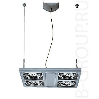 Подвесной светильник под лампы 4хG53 12V 50 Watt. Арматура - серебристая